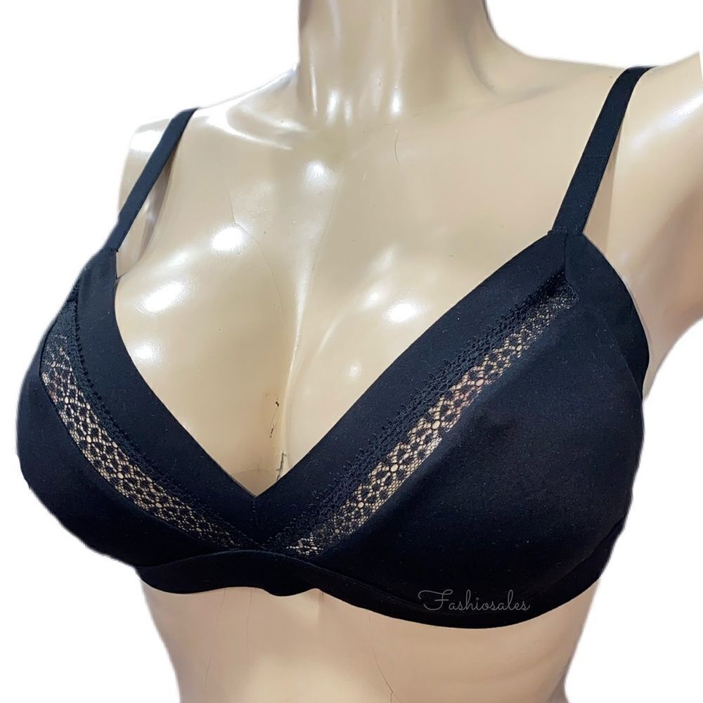 Victoria’s Secret Incredible Supersoft Unlined Mesh Detail bralette Bra Black L